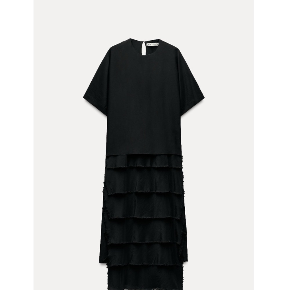 ZARA Ruffled Black Dress